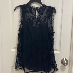 Black floral sheer top with under tank size Large